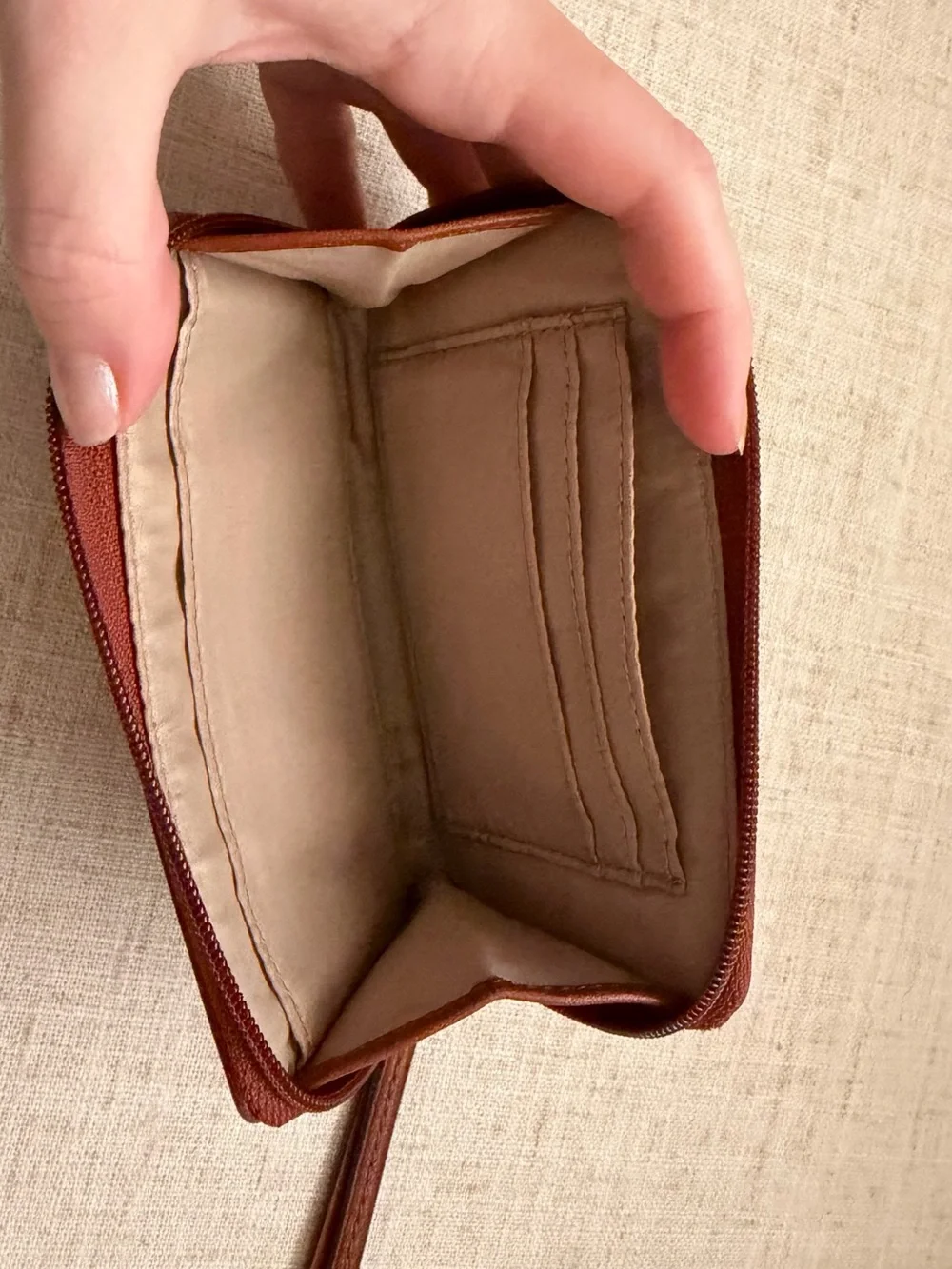 Coach Brown Leather Zip Wristlet